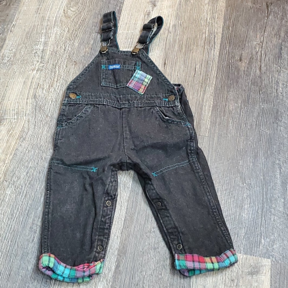 Vintage Oshkosh winter cotton jeans jumpsuits overalls kids black size 18 M